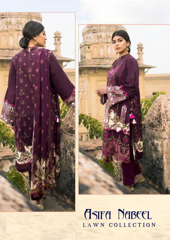 Asifa Nabeel 4 Lawn Printed Karachi Dress Materials collection